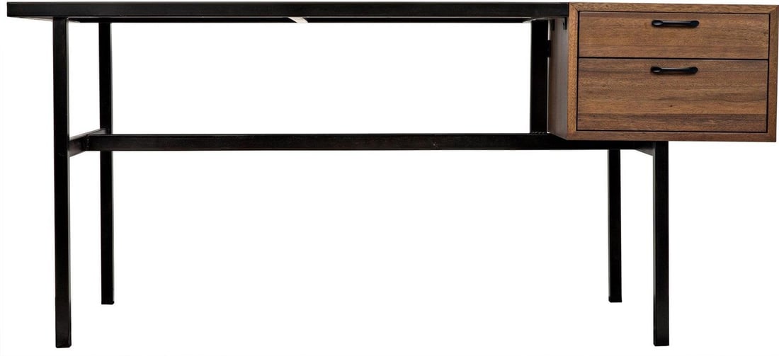 Noir Algeron Industrial Desk Dark Walnut Matte Black Frame (1 of 9)