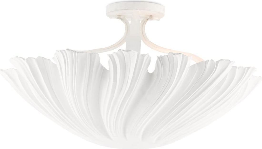 Currey Hadley Gesso White Semi-Flush Mount Light 3 Bulb: Currey Hadley Gesso White Semi-Flush Mount Light 3 Bulb Illuminate your space with the Chic Hadley Semi-Flush Mount Light, a stunning fixture that combines functionality with elegant design. This tran