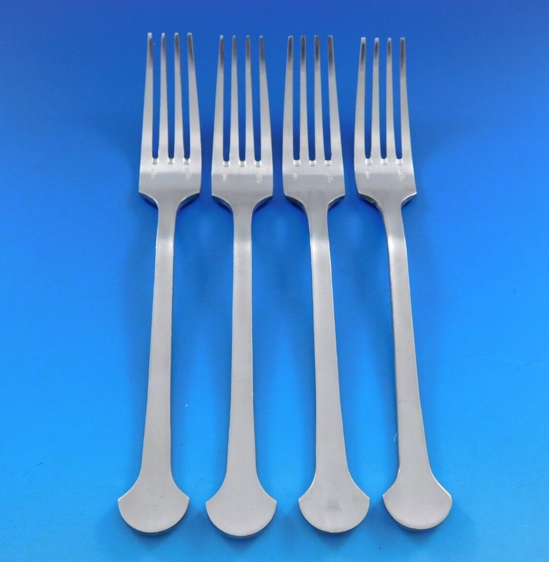 Christofle Sigma Stainless Steel Luncheon Forks Set of 4 Modern Design: Christofle Sigma Stainless Steel Luncheon Forks Set of 4 Modern Design Elevate your dining experience with this elegant set of four luncheon forks from the Sigma pattern by Christofle, France. Crafted