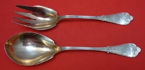 Tiffany & Co Beekman Sterling Silver Salad Serving Set 2pc Rose Gold 9" (1 of 1)