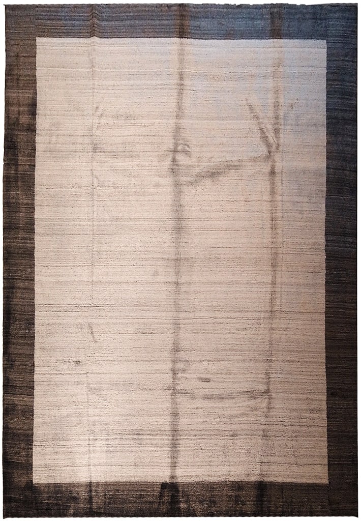 8.1 x 9.11 Handmade Wool Area Rug Beige Brown Modern Design (1 of 10)