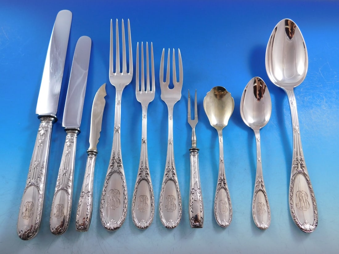 Bruckmann Sohn Dauphin Paris Model 365 800 Silver Flatware Set 170 pcs (1 of 12)