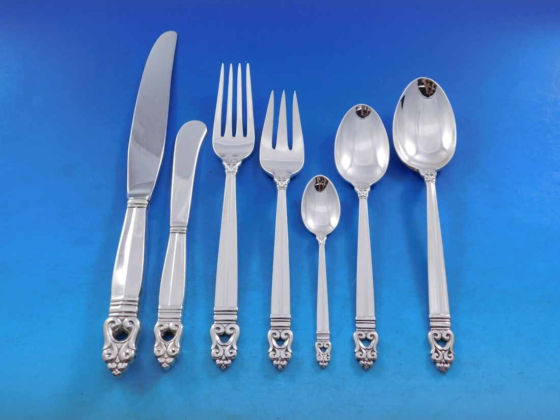 International Silver Royal Danish Sterling Silver Flatware Set 65 Pieces with Storage Chest (1 of 10)