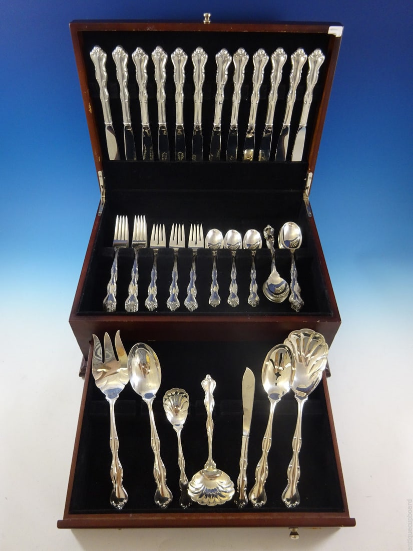 International Silver Mademoiselle Sterling Silver Flatware Set 67 Pieces with Storage Chest (1 of 10)