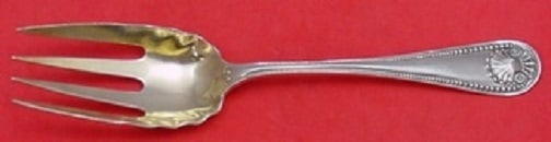 Whiting Bead Pattern Sterling Silver Salad Serving Fork Goldwashed 8.5": Whiting Bead Pattern Sterling Silver Salad Serving Fork Goldwashed 8.5" This exquisite salad serving fork, crafted by Whiting, features a stunning Bead pattern and is made from high-quality sterling s