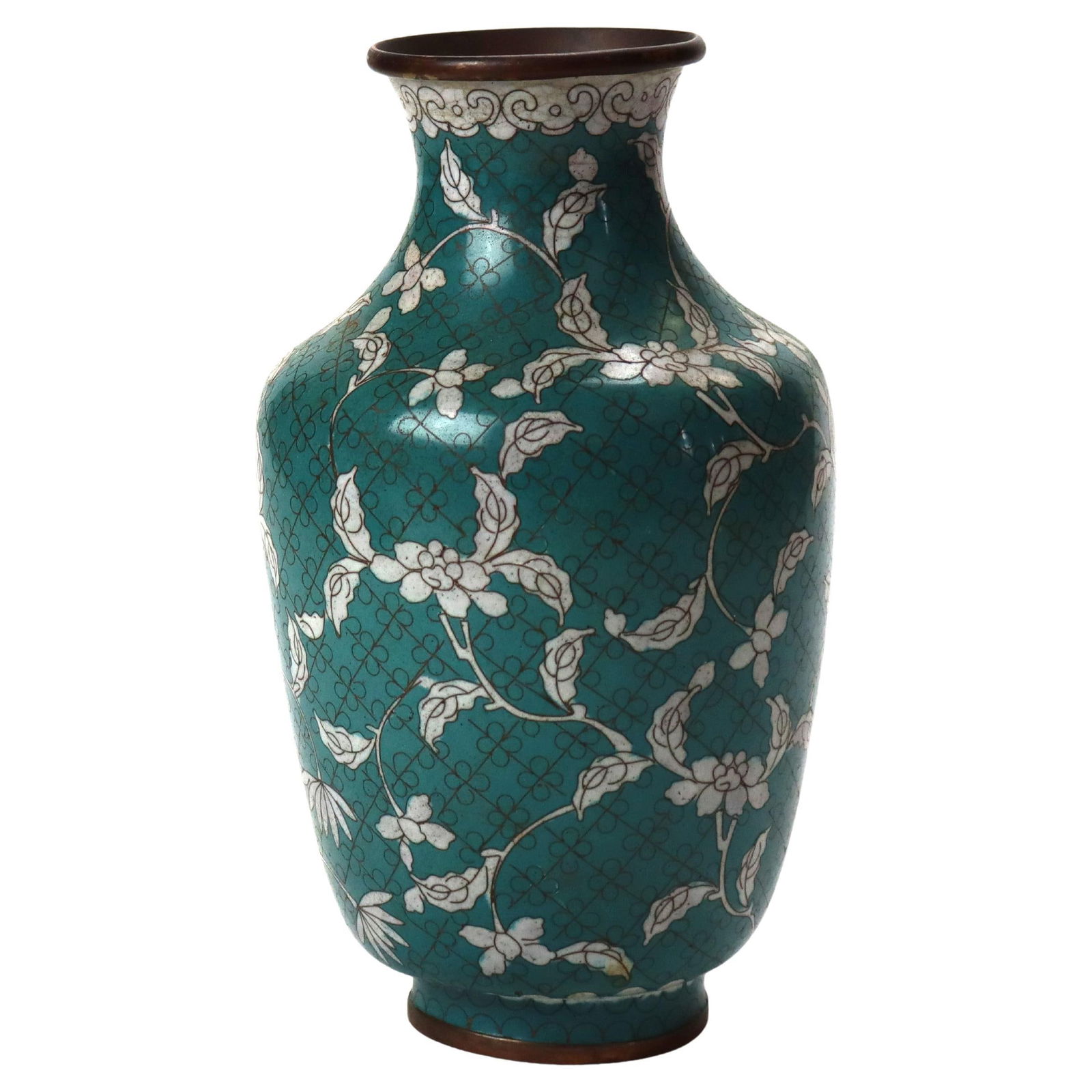 Antique Chinese Cloisonne Vase 1920 Floral Design 9.5" (1 of 7)