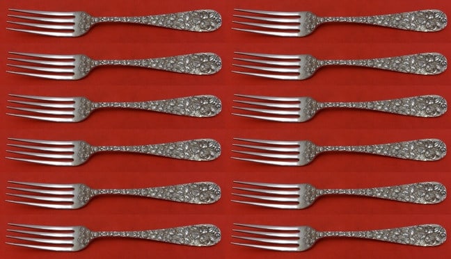 Schofield Baltimore Rose Sterling Silver Forks Set of 12 pcs 7 1/8" (1 of 5)