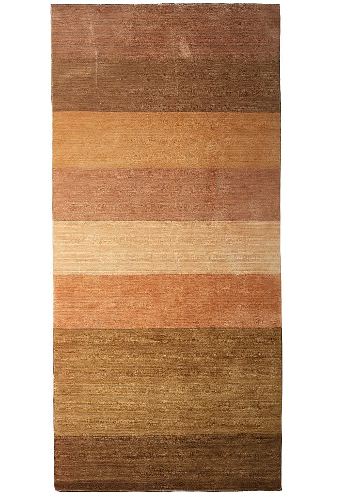 Handmade Wool Contemporary Runner Rug 65 x 134 in Modern Brown Beige Rust (1 of 9)