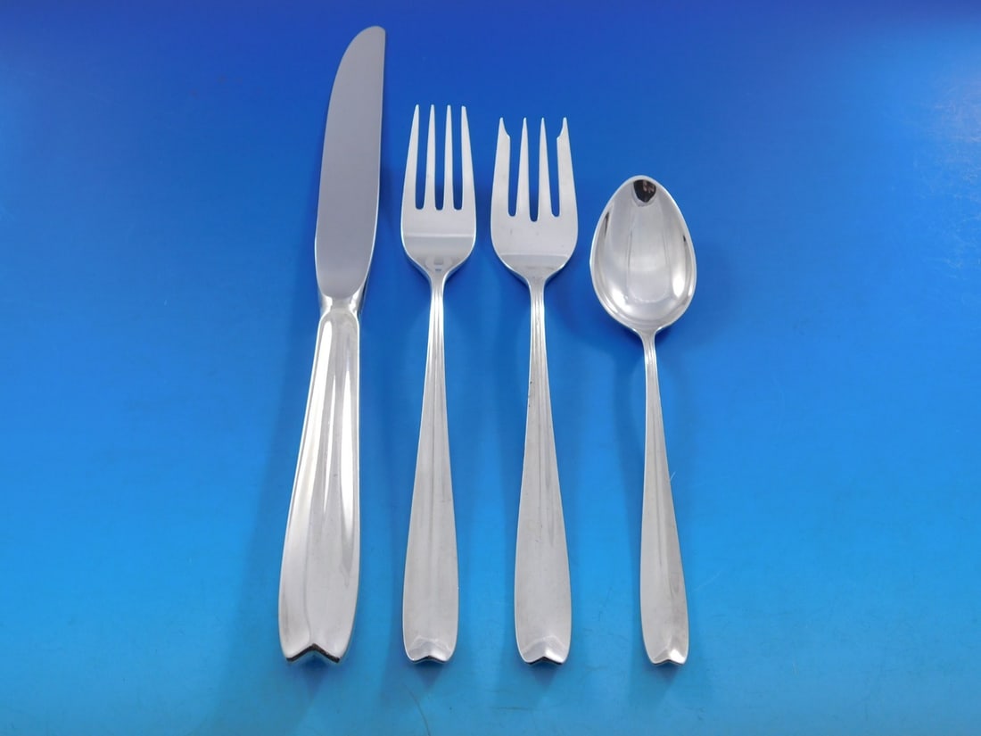 Tiffany & Co. Cordis Sterling Silver Flatware Set 54 pcs for 12: Tiffany & Co. Cordis Sterling Silver Flatware Set 54 pcs for 12 Elevate your dining experience with this exquisite Cordis Sterling Silver Flatware Set by Tiffany & Co. Designed in the elegant Mid-Cent