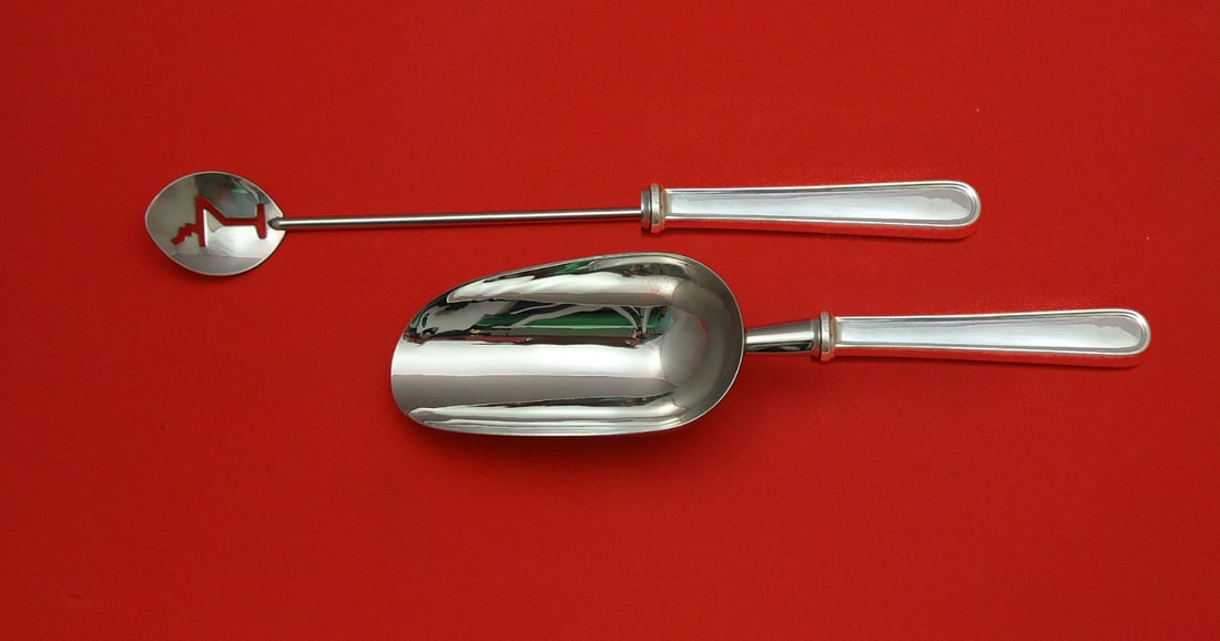 Kirk Calvert Sterling Silver Bar Set 2pc Custom Made Martini Spoon Ice Scoop (1 of 1)