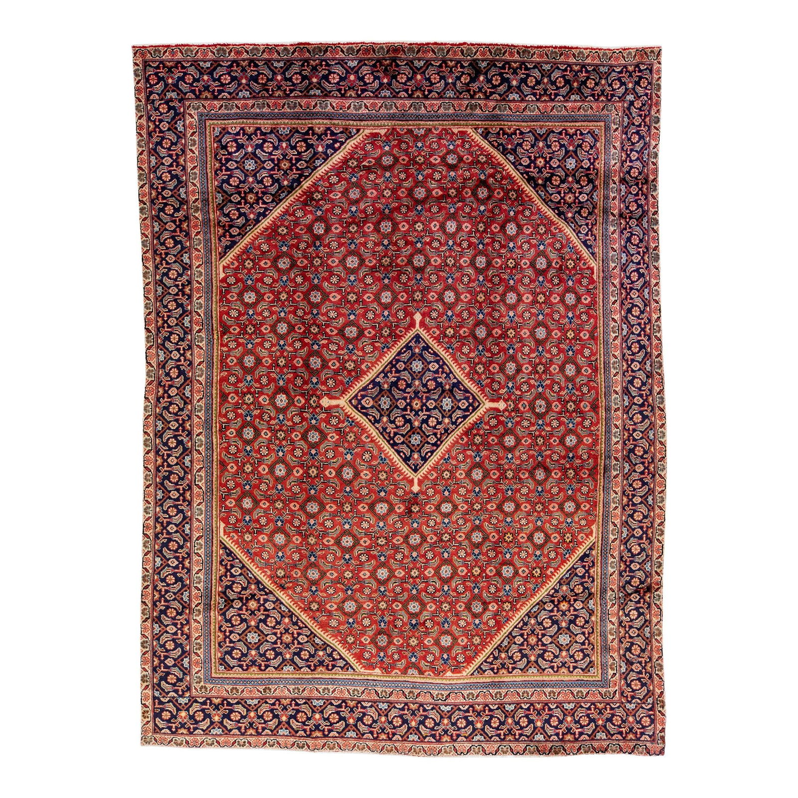 1960s Persian Tabriz Navy Blue Handmade Wool Medallion Rug 9'1 x 12'4 (1 of 7)