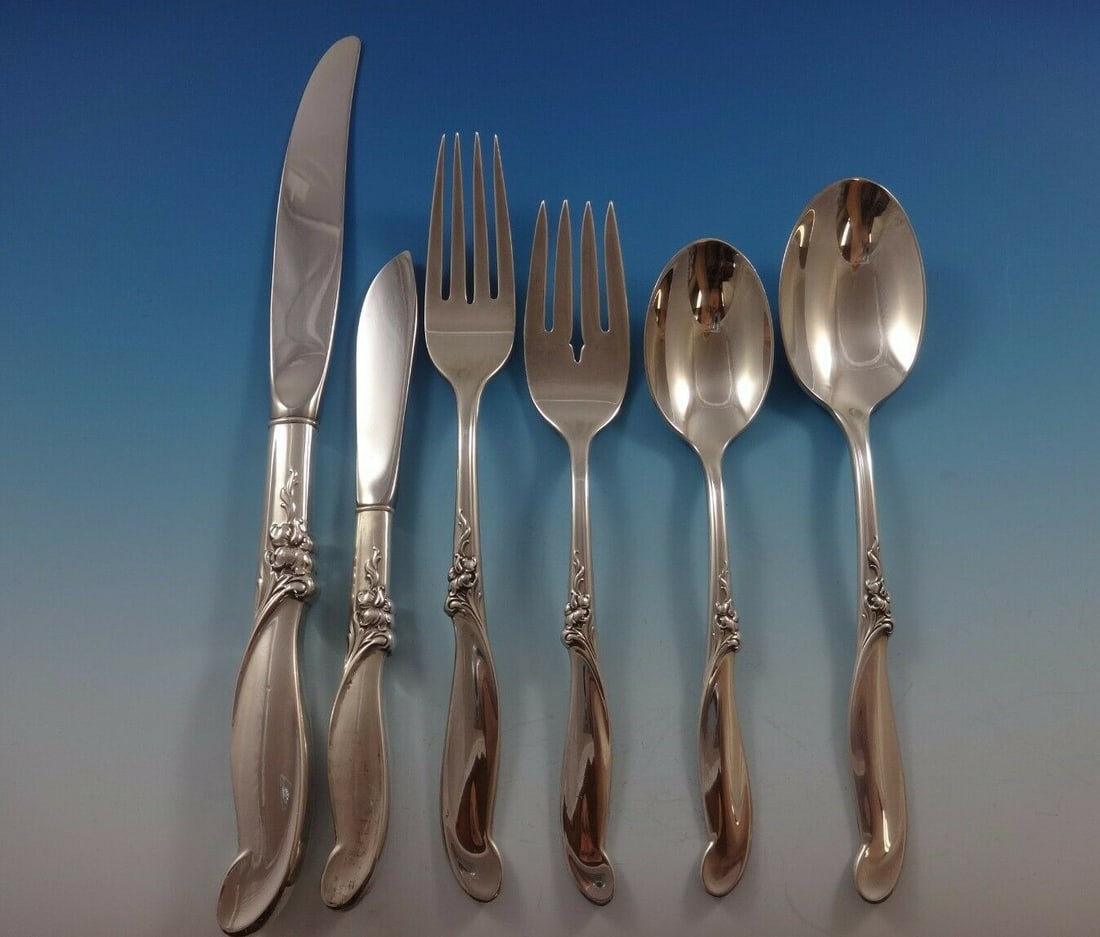 International Silver Melody 72 Piece Sterling Silver Flatware Set for 12 with Storage Chest (1 of 7)