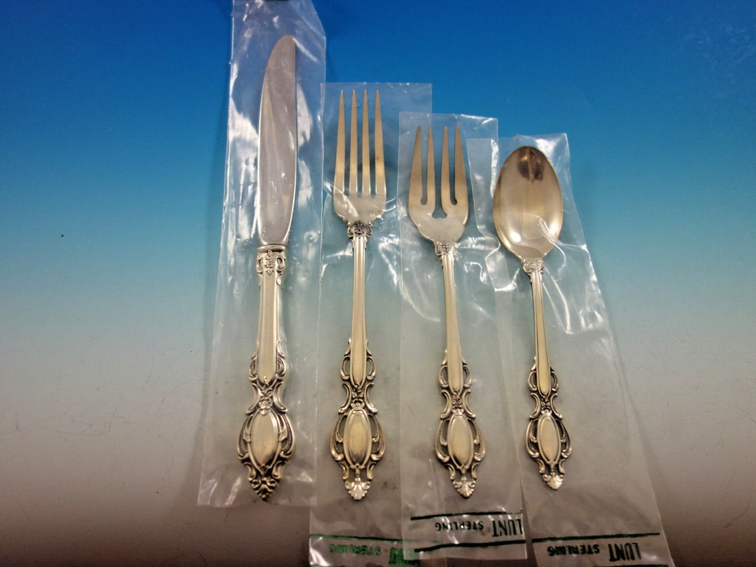 Lunt Lasting Grace Sterling Silver Flatware Set for 12 - 49 Pcs New (1 of 7)