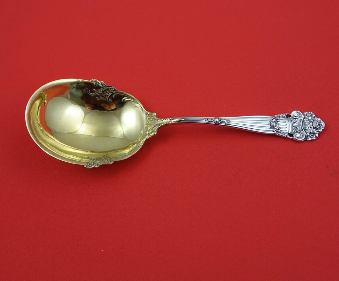 Towle Georgian Sterling Silver Berry Spoon Gold Wash 7 3/4 Inches: Towle Georgian Sterling Silver Berry Spoon Gold Wash 7 3/4 Inches This stunning Georgian berry spoon by Towle is crafted from sterling silver and features a luxurious gold wash finish. Measuring 7 3/4