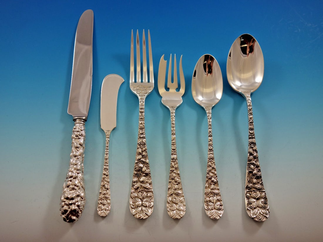 Baltimore Rose Schofield Sterling Silver Flatware Set 75 Pieces 12 Service (1 of 10)