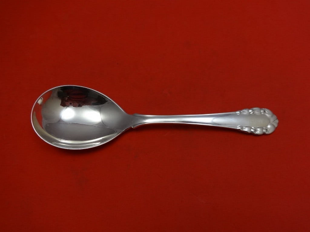 Georg Jensen Lily of the Valley Sterling Silver Salad Serving Spoon 7.5": Georg Jensen Lily of the Valley Sterling Silver Salad Serving Spoon 7.5" Enhance your dining experience with this exquisite Salad Serving Spoon from the Lily of the Valley pattern by Georg Jensen. Cra