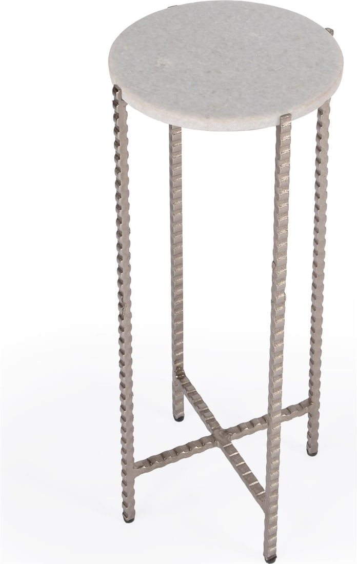 Butler Nigella Transitional White Marble Iron Side Table (1 of 7)