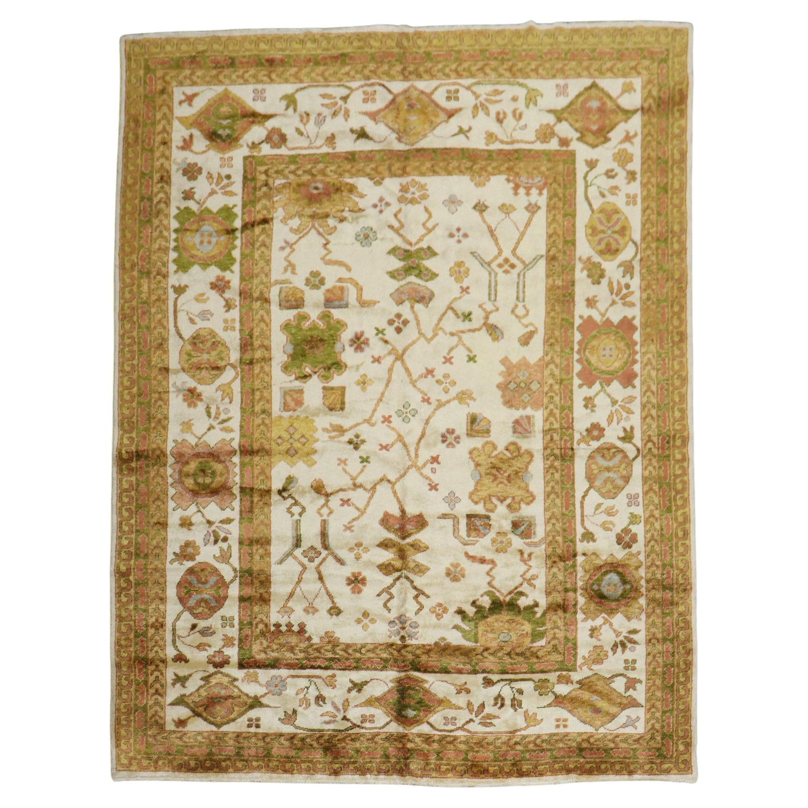 Unique Vintage Inspired Ivory Oushak Rug Hand-Knotted Wool 8'2 x 10'3 (1 of 11)
