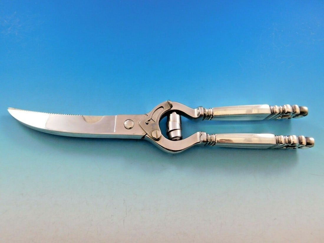 Georg Jensen Acorn Sterling Silver Lobster Shears 9 3/4" (1 of 7)