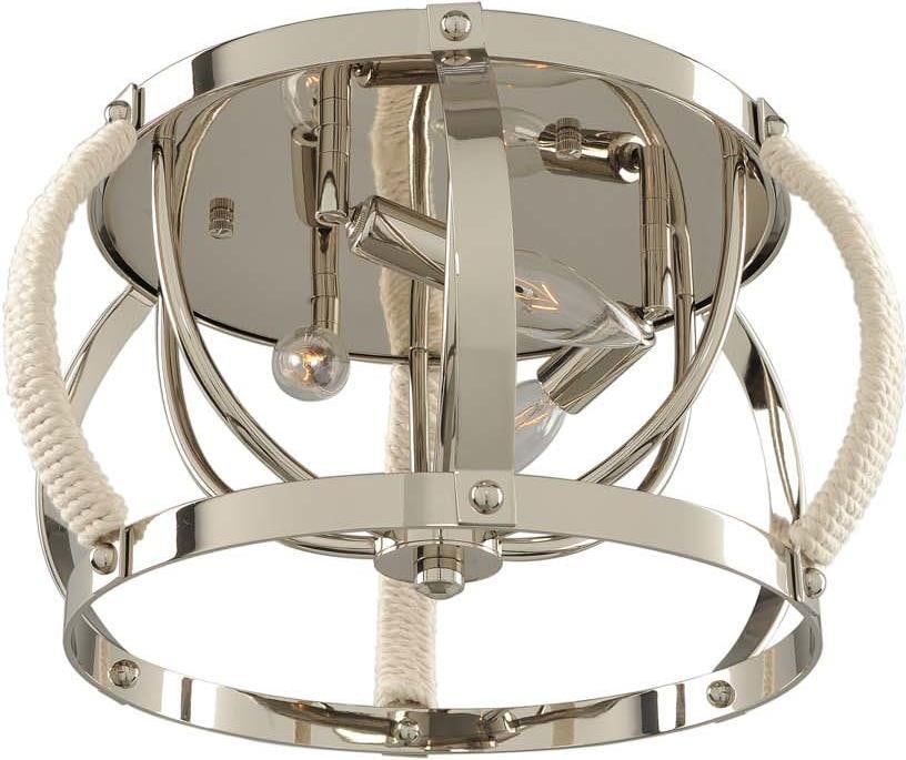 Kalco Coastal Style Flush Mount Light 15-In Polished Nickel: Kalco Coastal Style Flush Mount Light 15-In Polished Nickel Illuminate your space with this Coastal Style Flush Mount Light, crafted with precision and attention to detail. This elegant fixture featur
