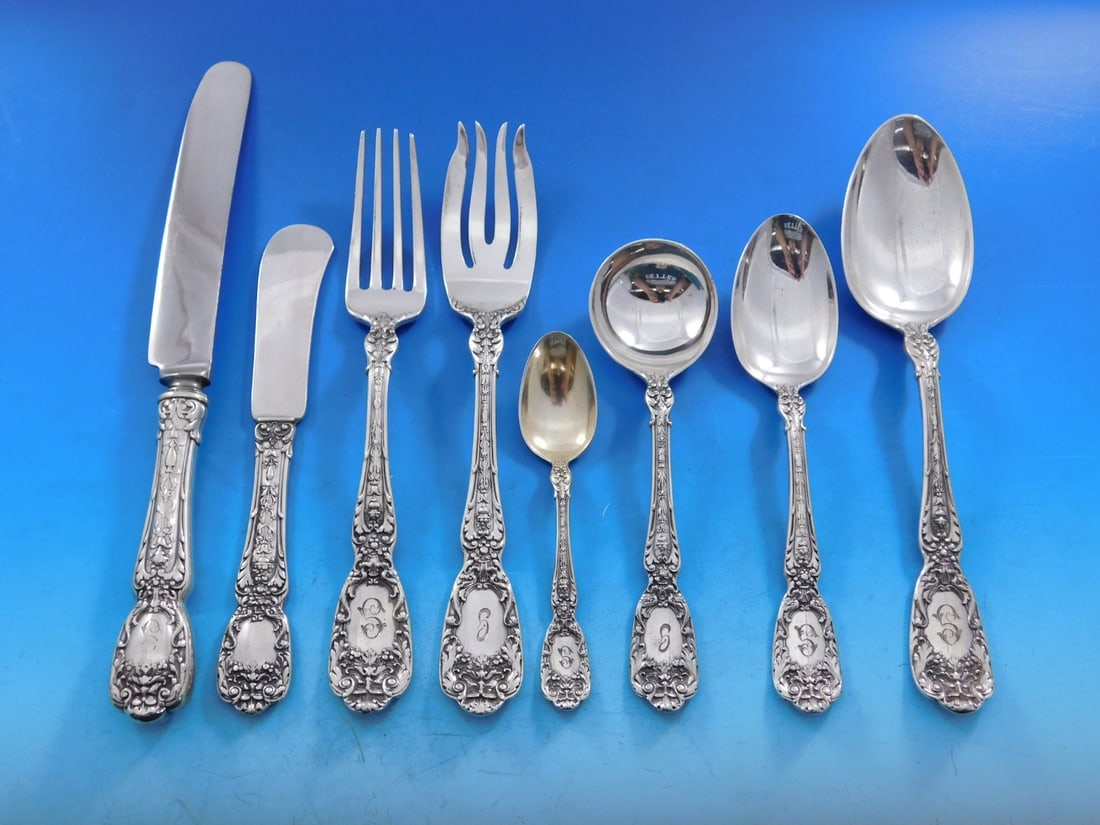Gorham Florentine Sterling Silver Flatware Set 66 Pieces 8 Service G Monogram (1 of 8)