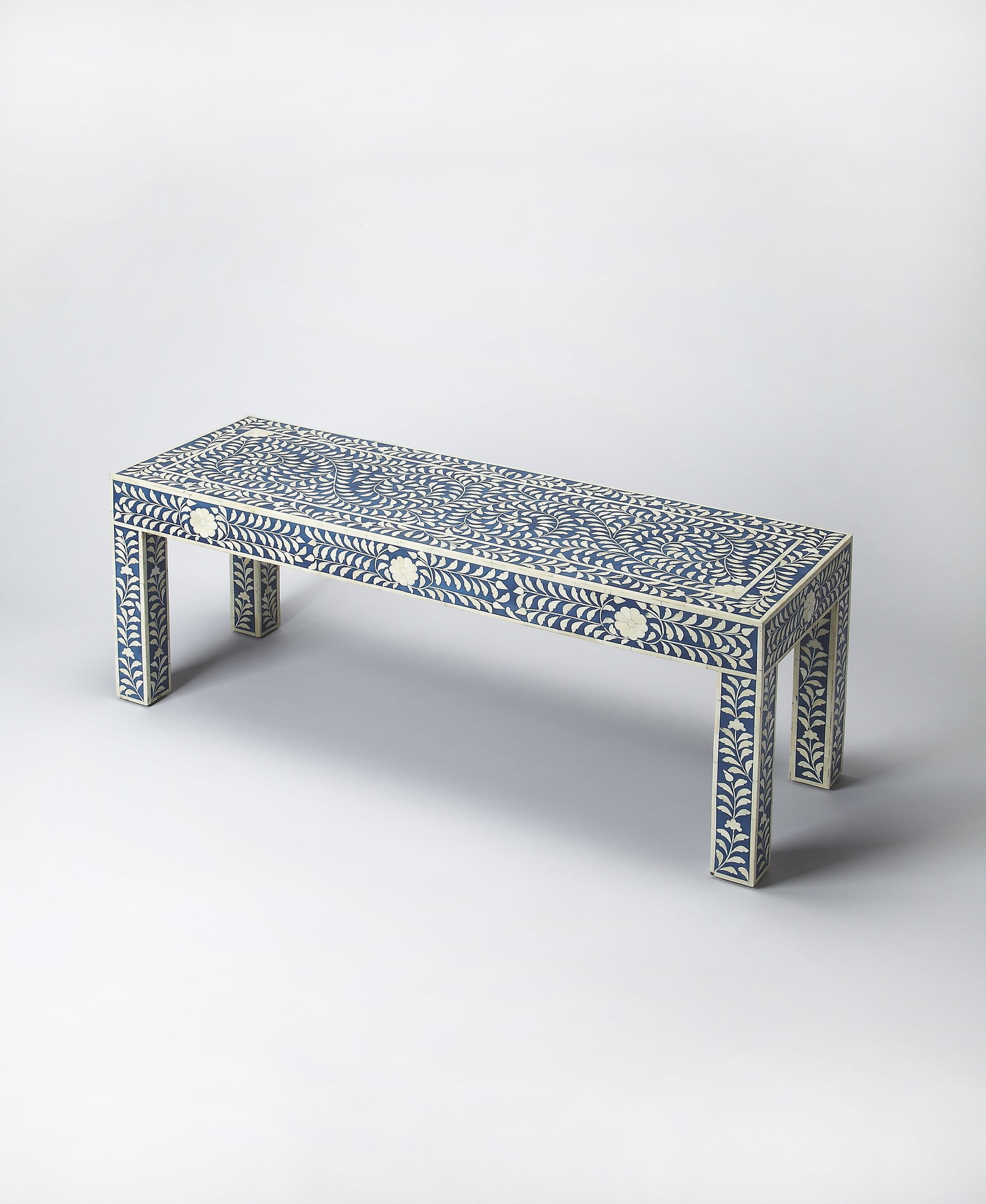 Butler Specialty Blue Bone Inlay Rectangular Bench (1 of 2)