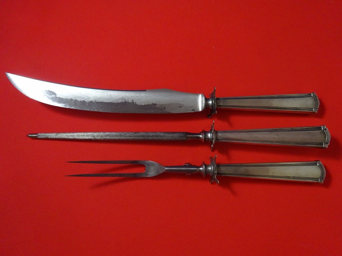 Elegant Wentworth by Watson Sterling Silver 3pc Carving Set 15": Elegant Wentworth by Watson Sterling Silver 3pc Carving Set 15" This elegant Wentworth by Watson Sterling Silver Roast Carving Set features a 3-piece design with hollow handles and stainless implement
