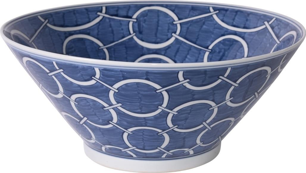 Handmade Indigo Ceramic Bowl Asian Modern Style 6H 15W 15D (1 of 2)