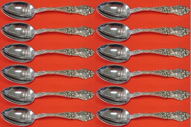 Frank Whiting Lily Sterling Silver Teaspoon Set of 12 pcs 6" (1 of 5)