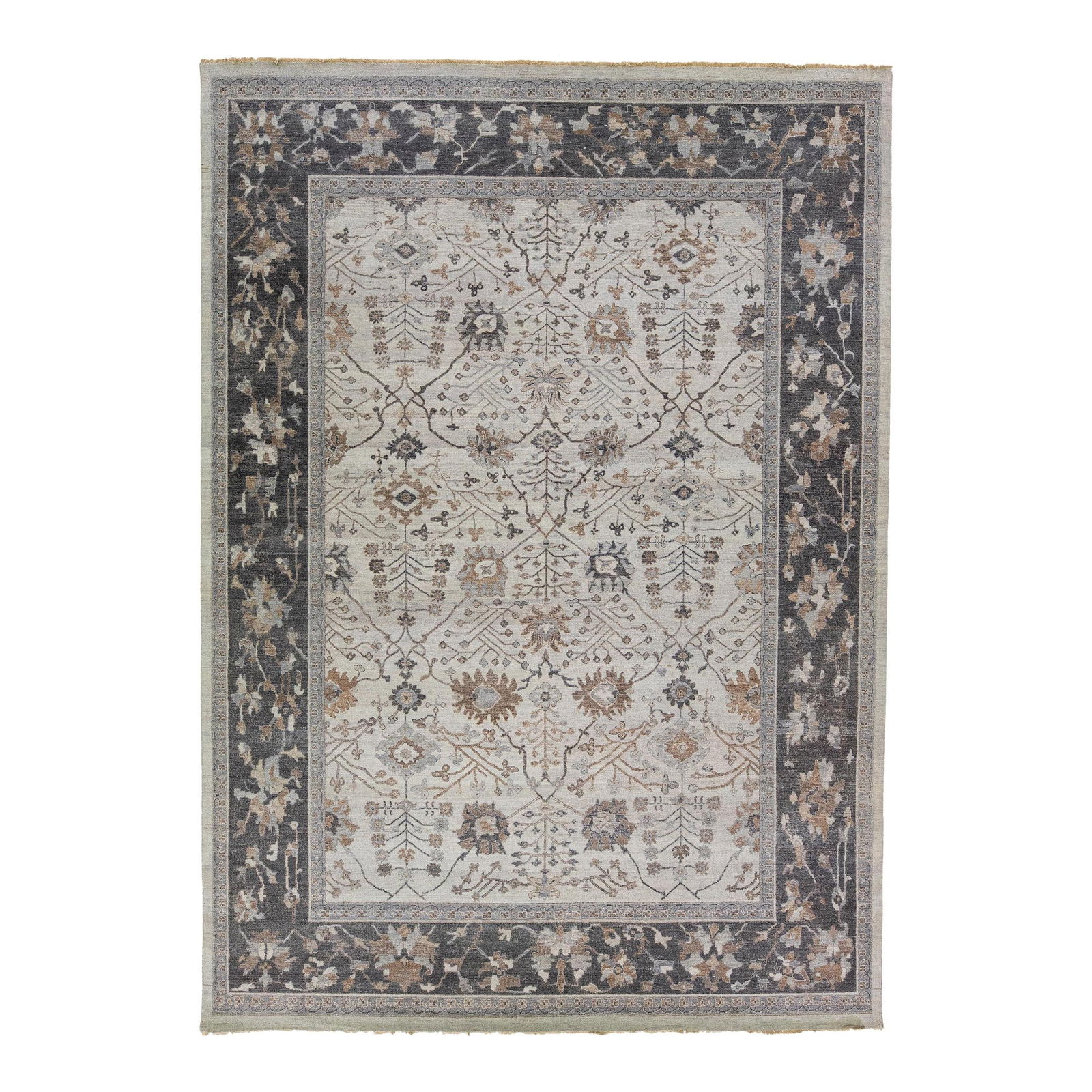 Handmade Persian Tabriz Style Wool Rug Beige Gray 9'11 x 13'11 (1 of 10)