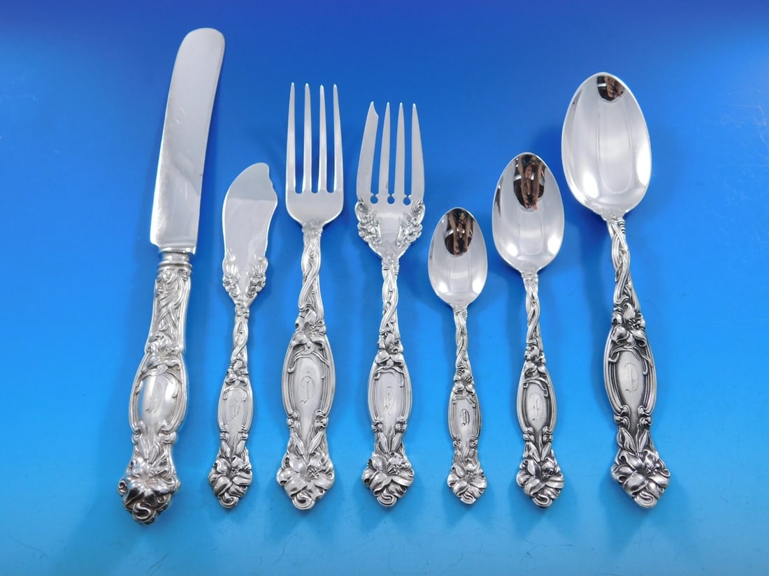 International Silver Frontenac Sterling Silver Flatware Set for 8, 61 Pieces, Art Nouveau Design (1 of 10)