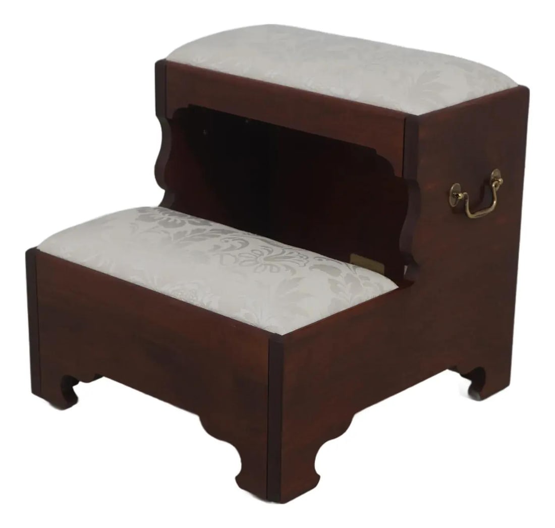 Cherry Wood Bedsteps with Brass Hardware in Chippendale Design (1 of 10)