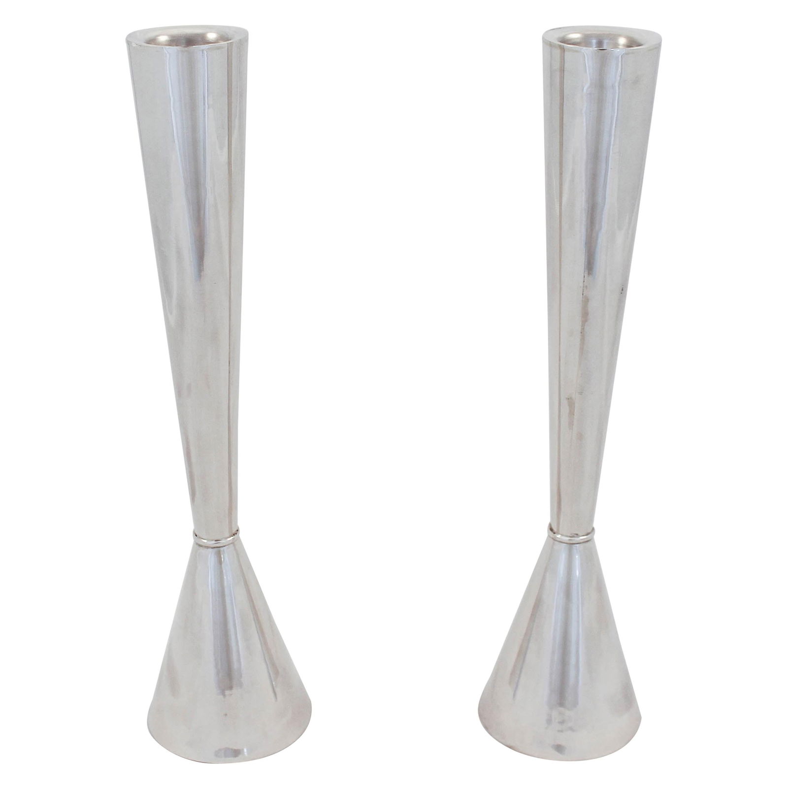Modern Sterling Silver Candlesticks Set of 2 from Italy (1 of 5)