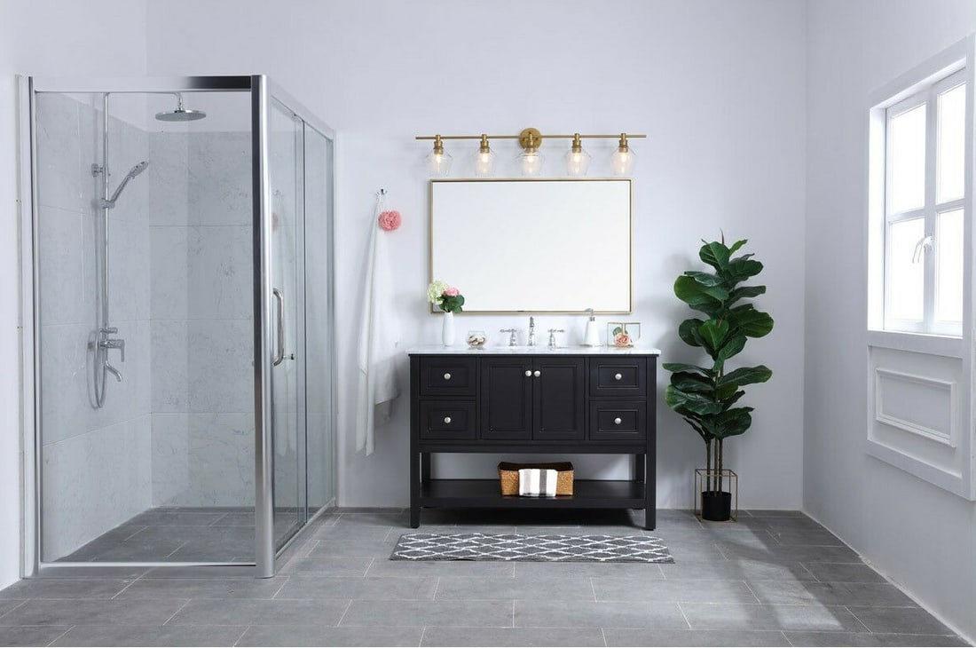 Gene Collection Brass Wall Sconce with Five Clear Glass Shades 47 Inch (1 of 12)