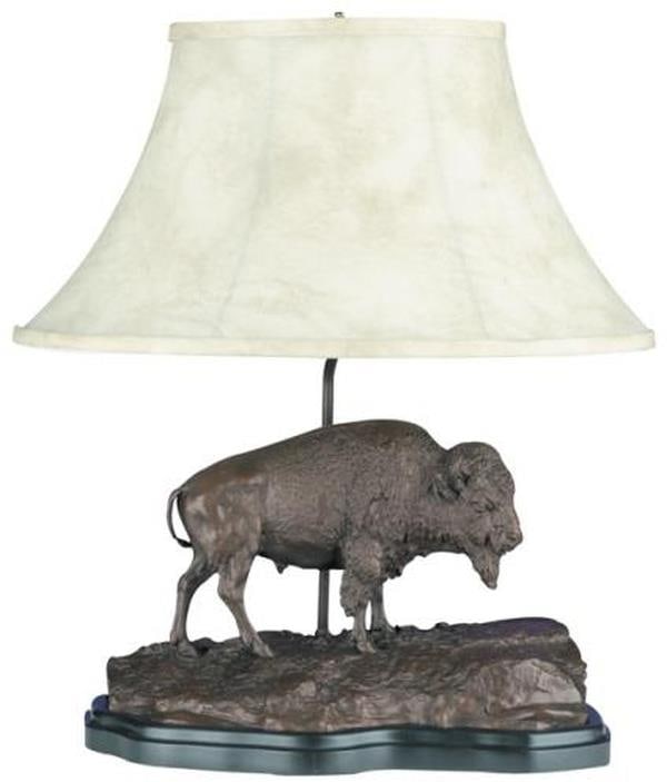 Southwestern Style Buffalo Table Lamp White Finish: Southwestern Style Buffalo Table Lamp White Finish Illuminate your space with the stunning Majestic American West Buffalo Lamp, a beautifully crafted table lamp that combines functionality with artist