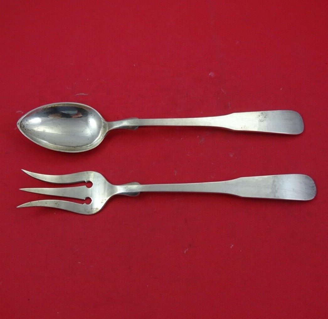 Daniel Porter Fiddleback Sterling Silver Lettuce Set 8 1/2" (1 of 2)