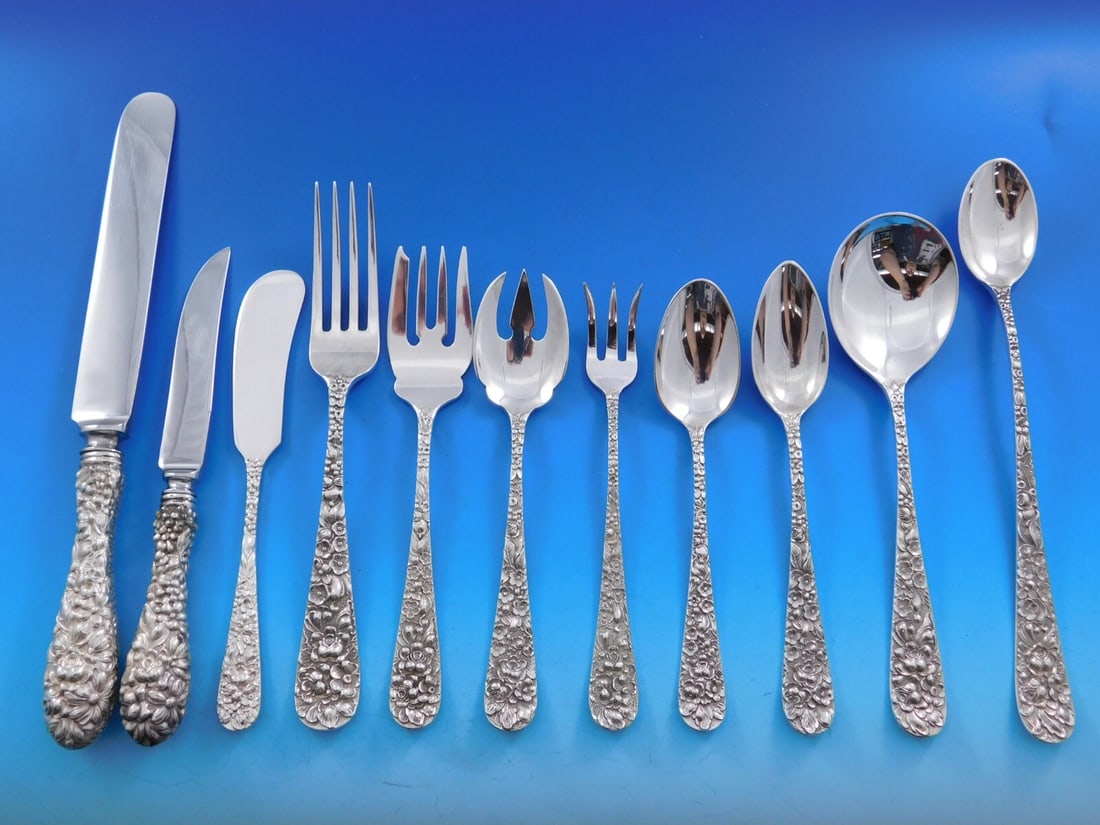 Stieff Rose Sterling Silver Flatware Set for 8 109 Pieces Repousse (1 of 11)