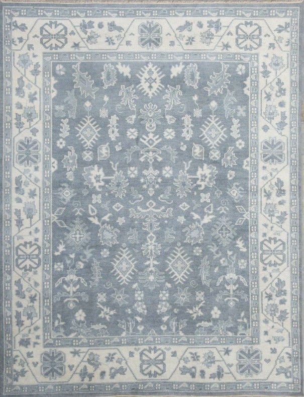 Handmade Oushak Rug 9'1 x 11'8 Bold Geometric Patterns (1 of 3)