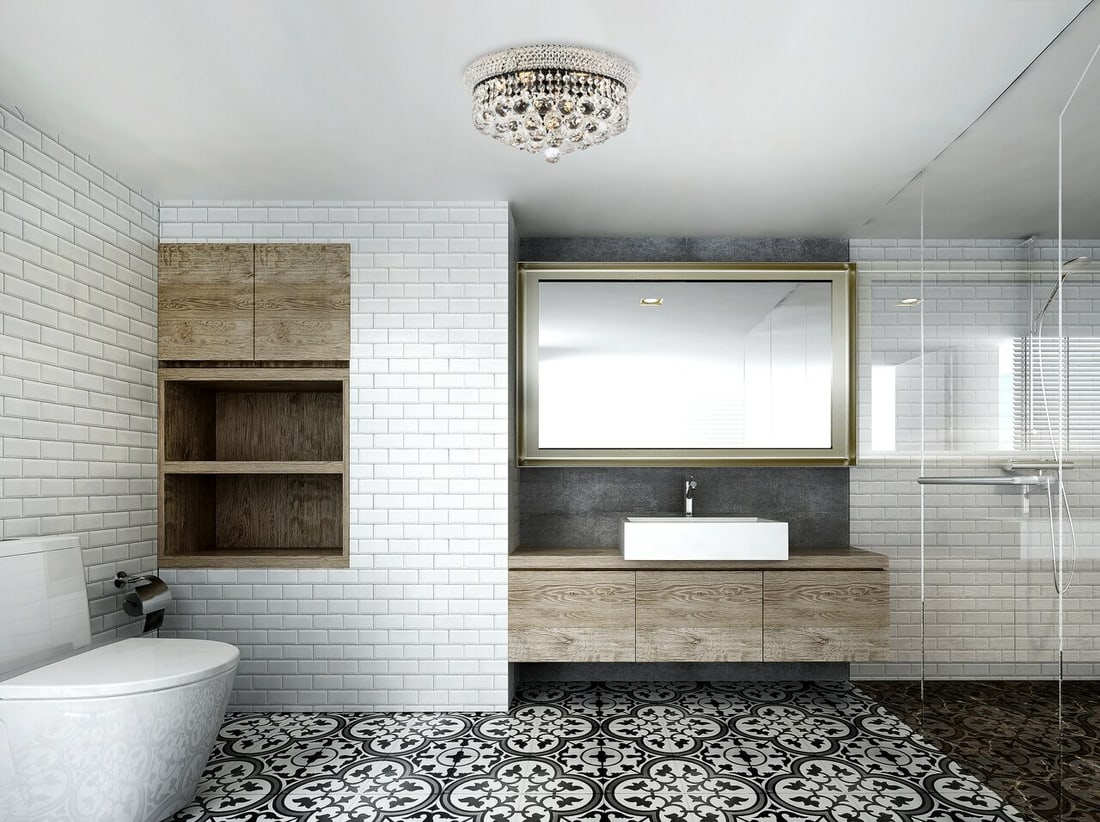 Elegant Primo 8-Light Flush Mount Chandelier Black and Clear 16": Elegant Primo 8-Light Flush Mount Chandelier Black and Clear 16" Illuminate your space with this stunning 16" Flush Mount Chandelier, featuring a modern design with a captivating combination of black