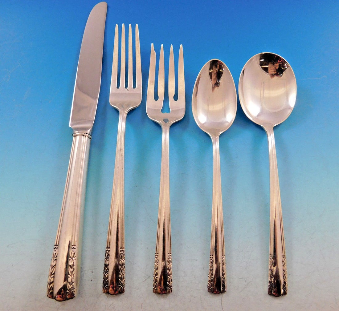 Alvin Chapel Bells Sterling Silver Flatware Set for 8 41 Pieces with Storage Chest (1 of 7)
