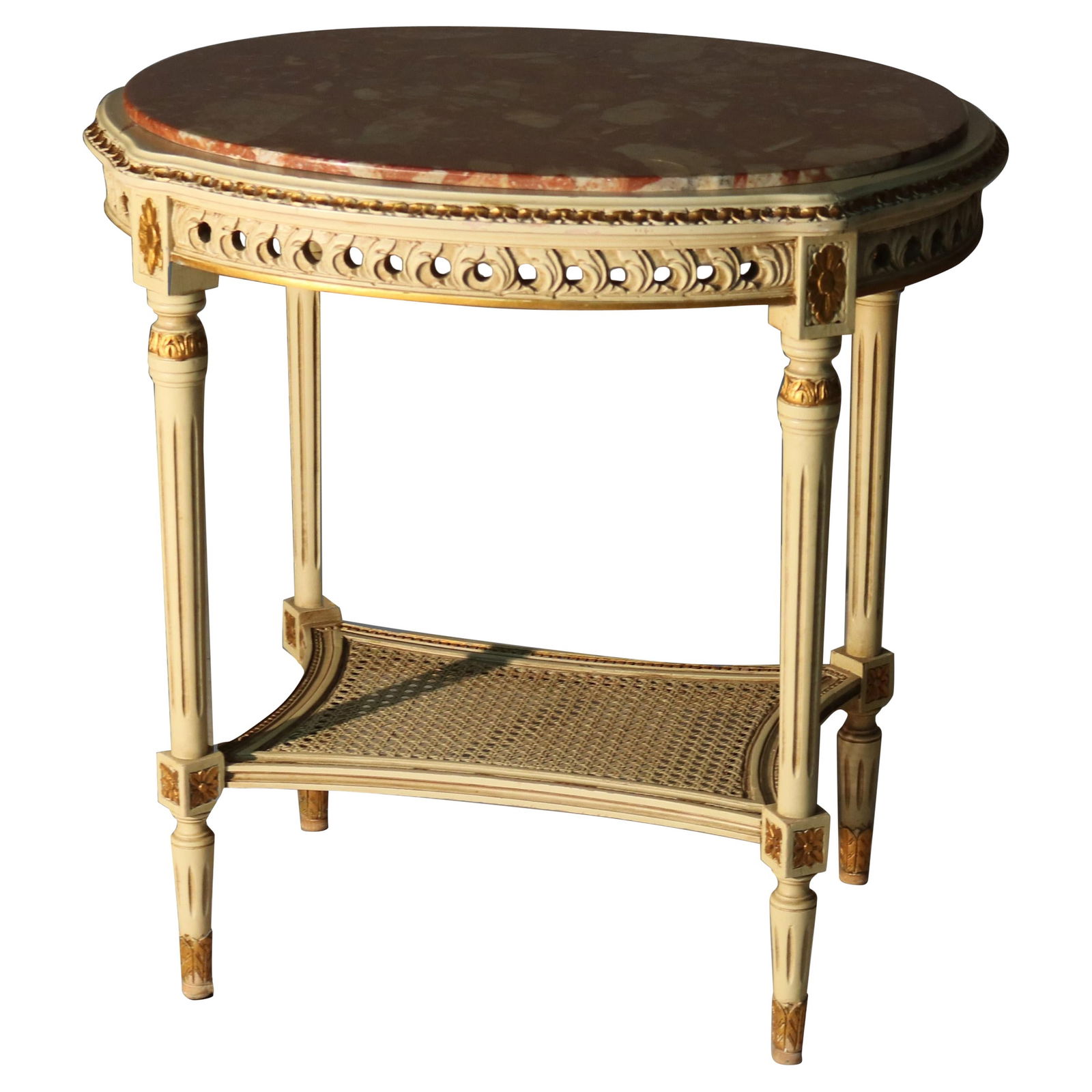 Louis XVI Antique Gilt Wood Stand with Rouge Marble Top c1930 (1 of 12)