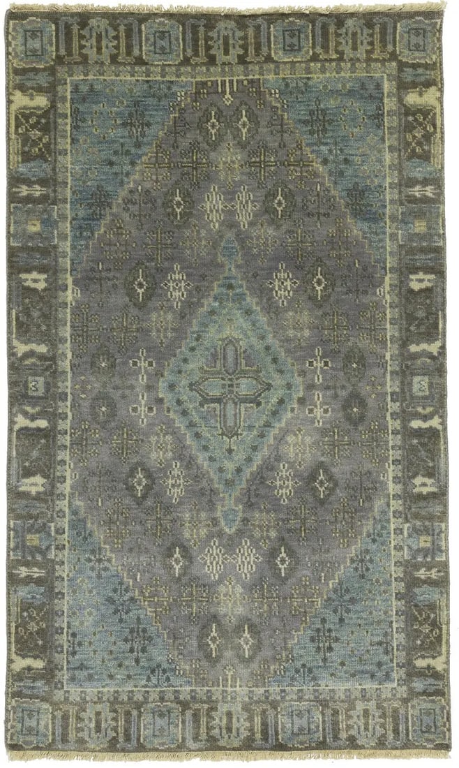 Hand-Knotted Tribal Geometric Wool Rug 3' x 5' Modern Design: Hand-Knotted Tribal Geometric Wool Rug 3' x 5' Modern Design Enhance your living space with this stunning hand-knotted tribal geometric oriental rug, perfect for entryways and bedrooms. Measuring 3'0"