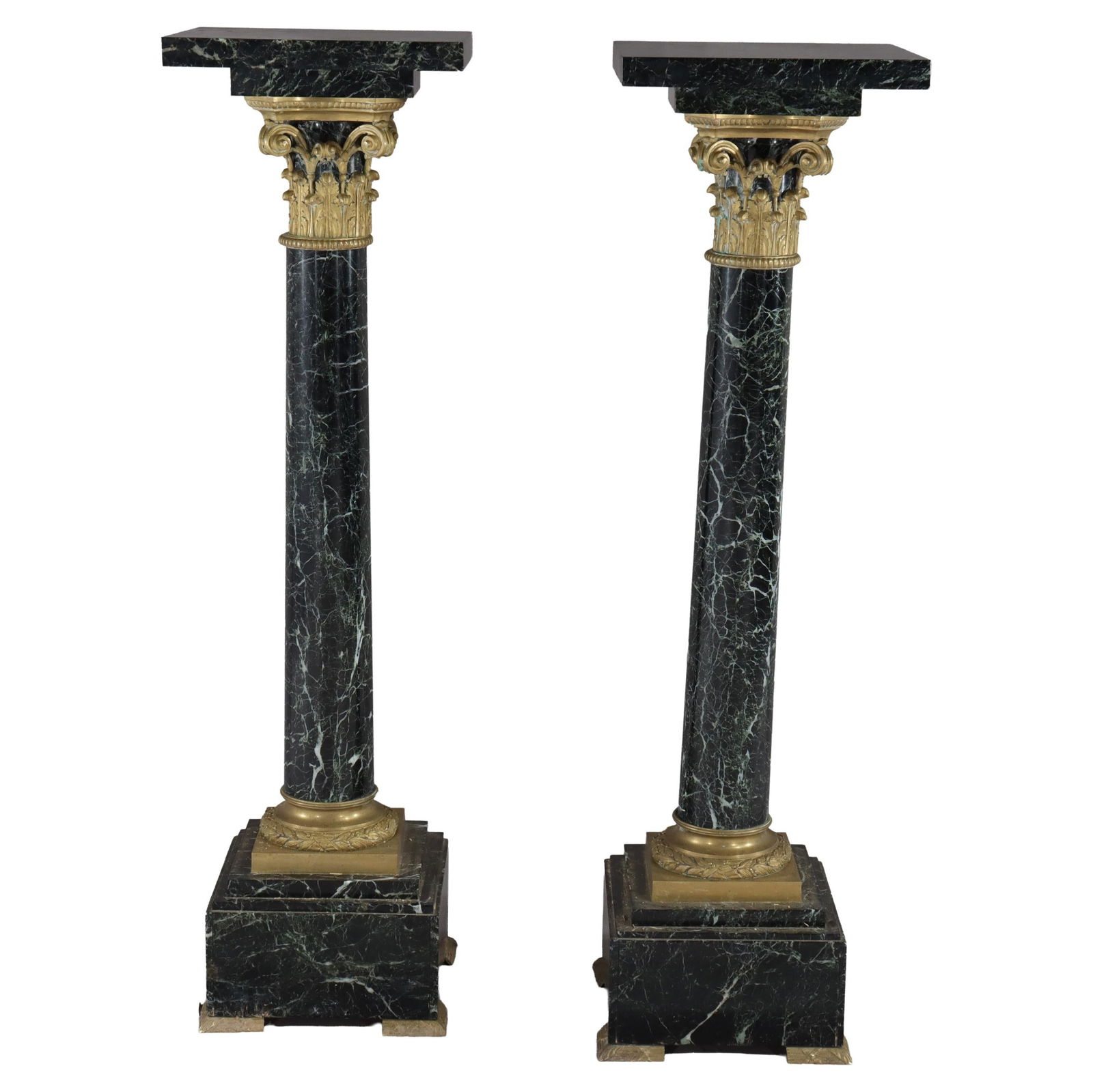 Set of 2 French Classical Black Marble Pedestals with Ormolu (1 of 12)