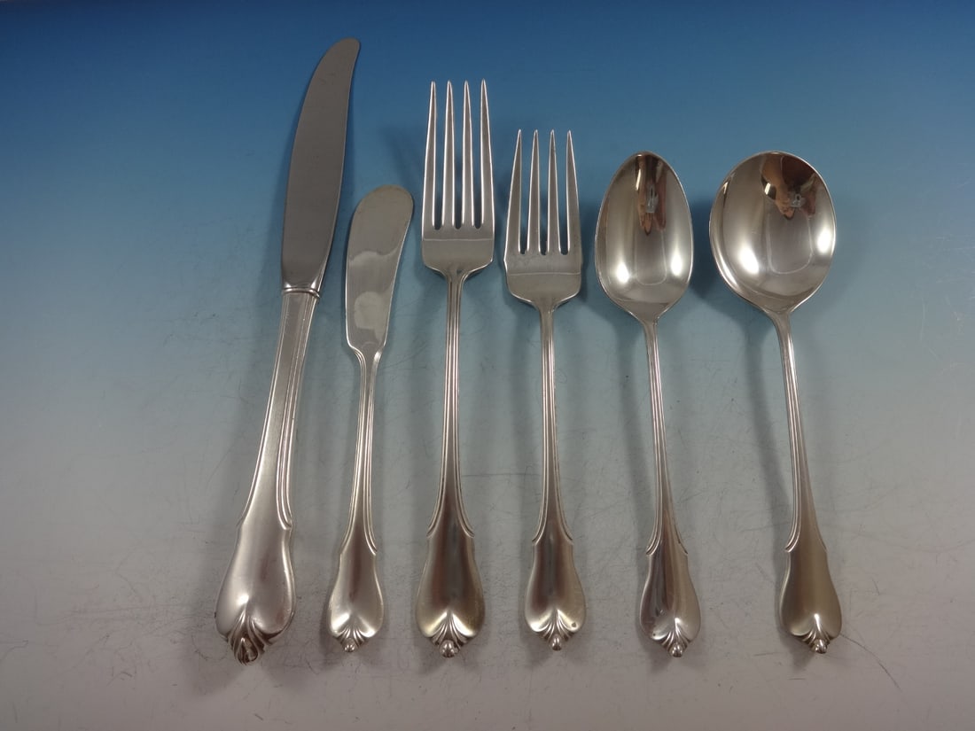 Wallace Grand Colonial Sterling Silver Flatware Set for 8 55 Pieces with Storage Chest: Wallace Grand Colonial Sterling Silver Flatware Set for 8 55 Pieces with Storage Chest Experience the timeless elegance of the Grand Colonial flatware set by Wallace, crafted from high-quality sterlin