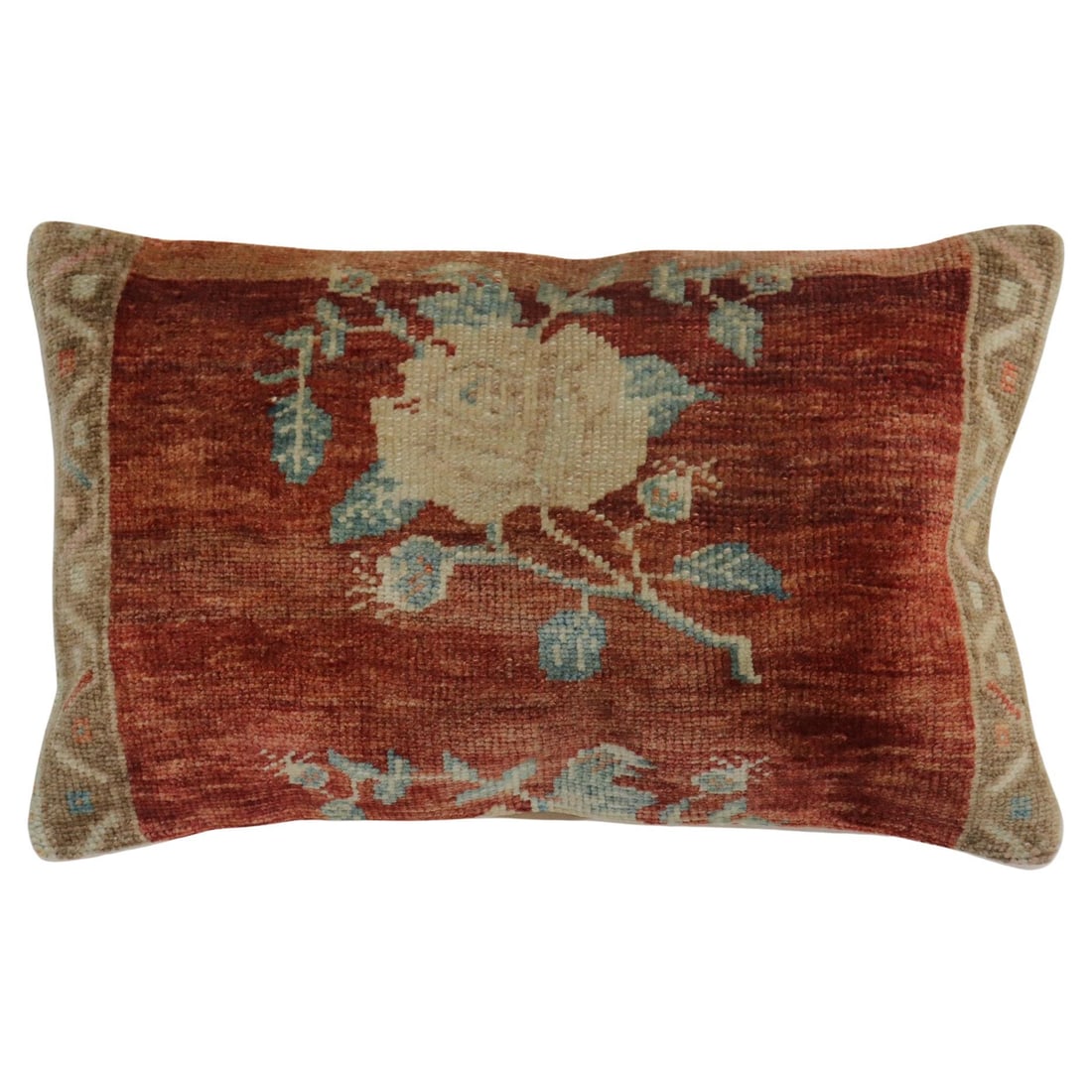 Rustic Floral Large Turkish Floor Pillow 17 x 28 Hand-Knotted (1 of 4)