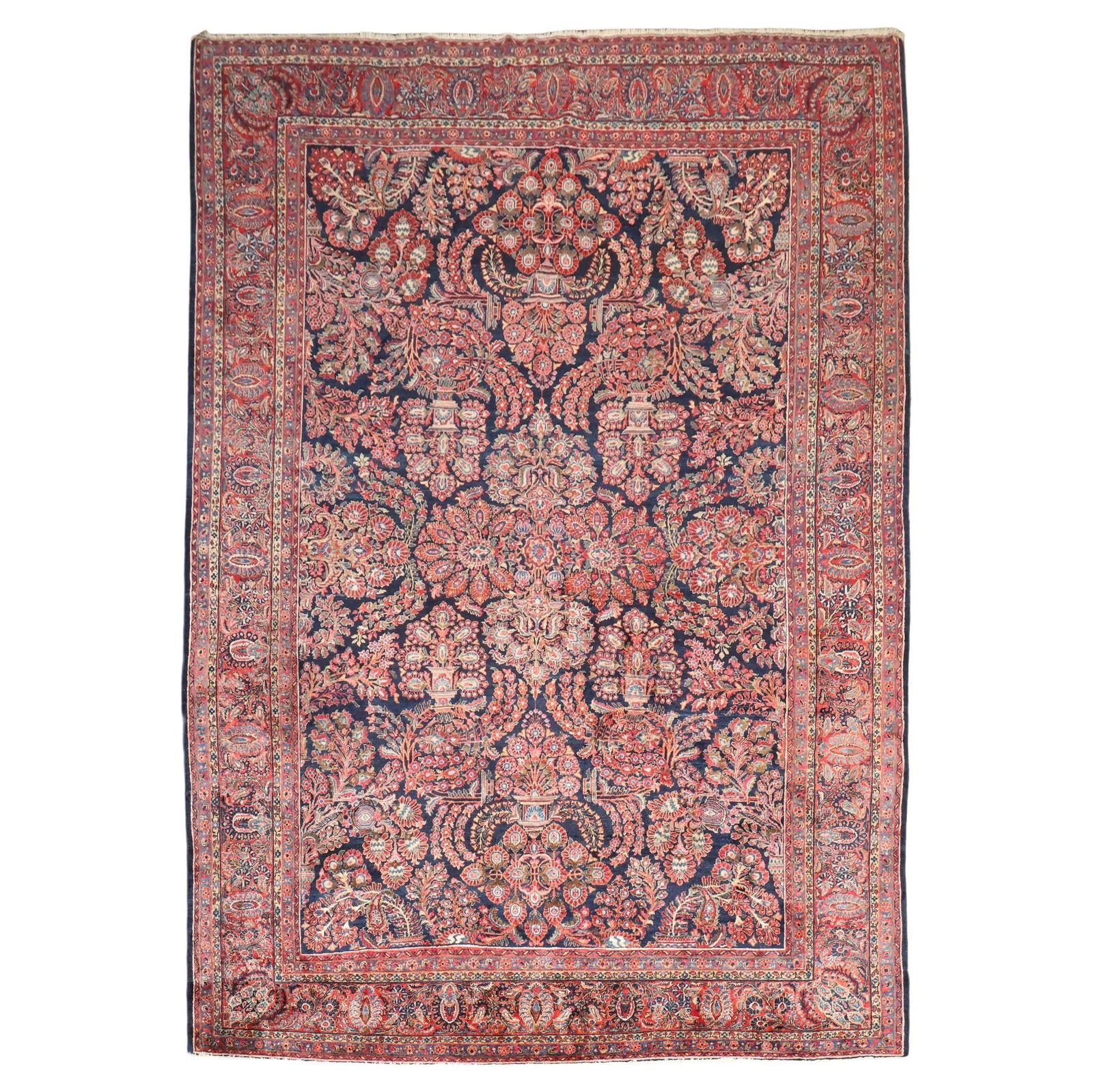 Zabihi Collection Navy Blue Persian Sarouk Rug 8'4" x 11'6" Hand-Woven Wool Early 20th Century (1 of 9)