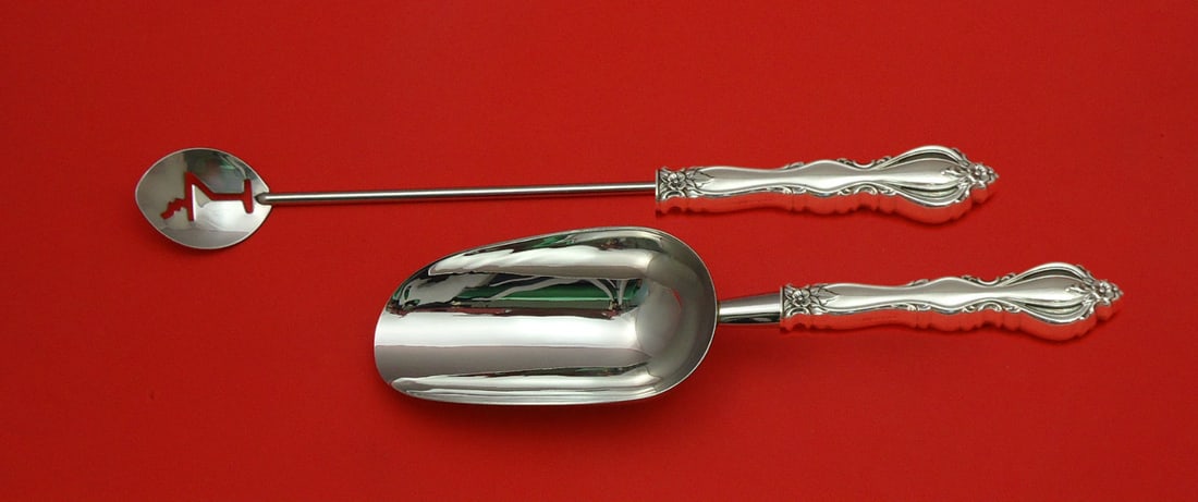 Grande Regency International Sterling Silver Bar Set 2pc Martini Spoon Ice Scoop: Grande Regency International Sterling Silver Bar Set 2pc Martini Spoon Ice Scoop Elevate your dining experience with this exquisite Grande Regency by International Sterling Silver Bar Set. This custom