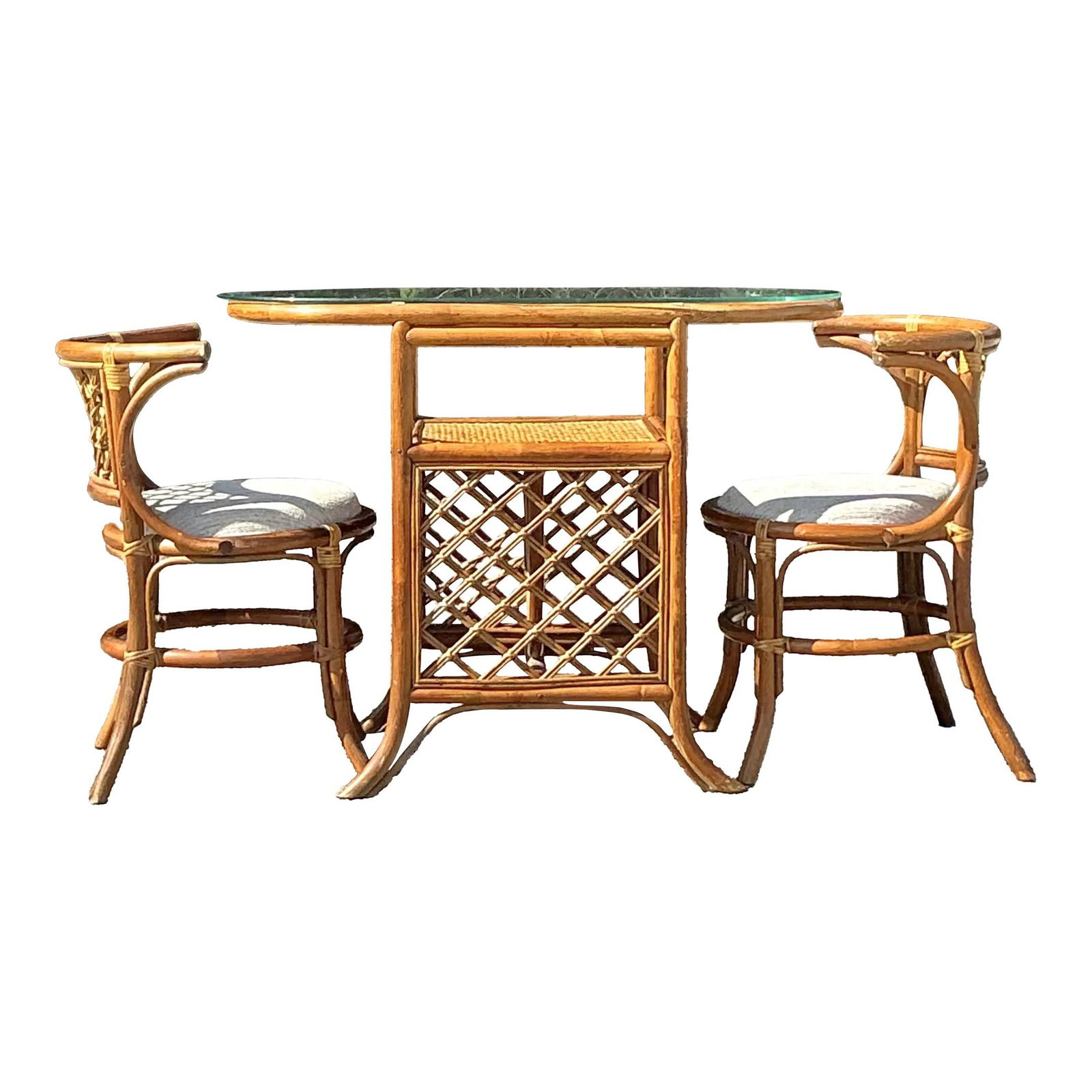 Vintage Coastal Rattan Hollywood Set of 3 Chic Design: Vintage Coastal Rattan Hollywood Set of 3 Chic Design Elevate your space with this Vintage Coastal Bent Rattan Hollywood Set of 3, which combines effortless glamour with breezy sophistication. The bea