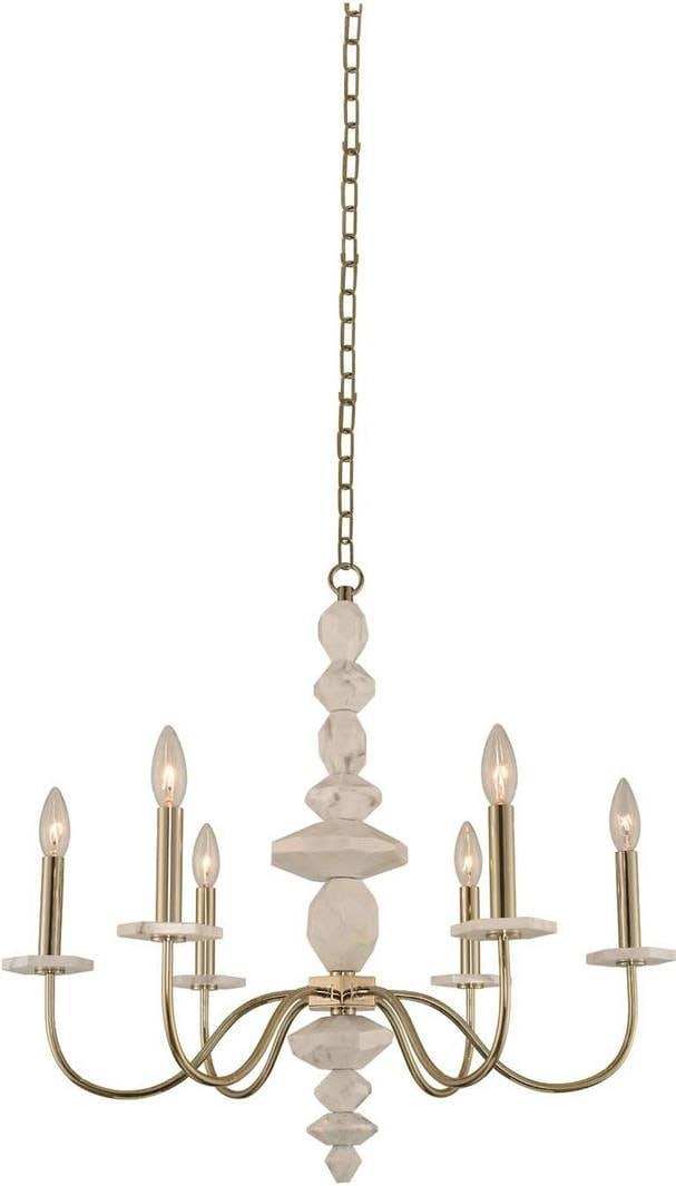 Kalco Carrara Marble 6-Light Chandelier in Champagne Gold (1 of 1)