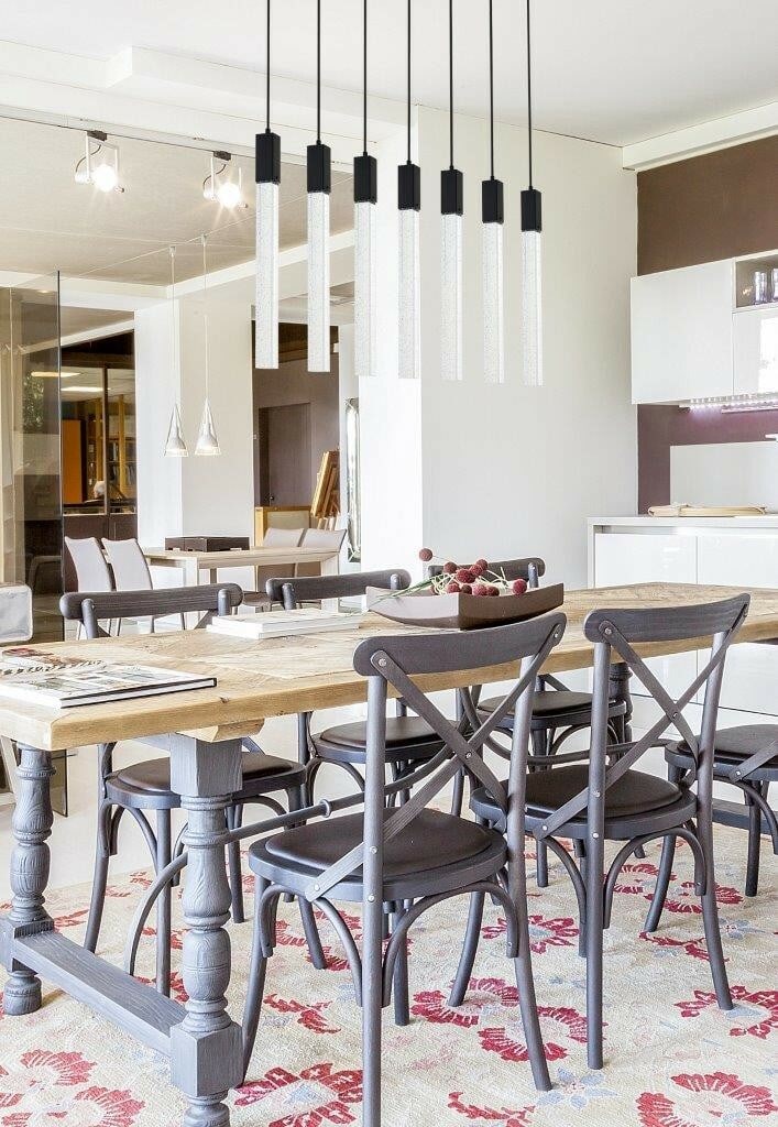 Weston Black Crystal Pendant Chandelier 42 in 7-Light Adjustable Height: Weston Black Crystal Pendant Chandelier 42 in 7-Light Adjustable Height Elevate your living space with this stunning 42-inch black crystal chandelier pendant, perfect for kitchens, dining rooms, and m